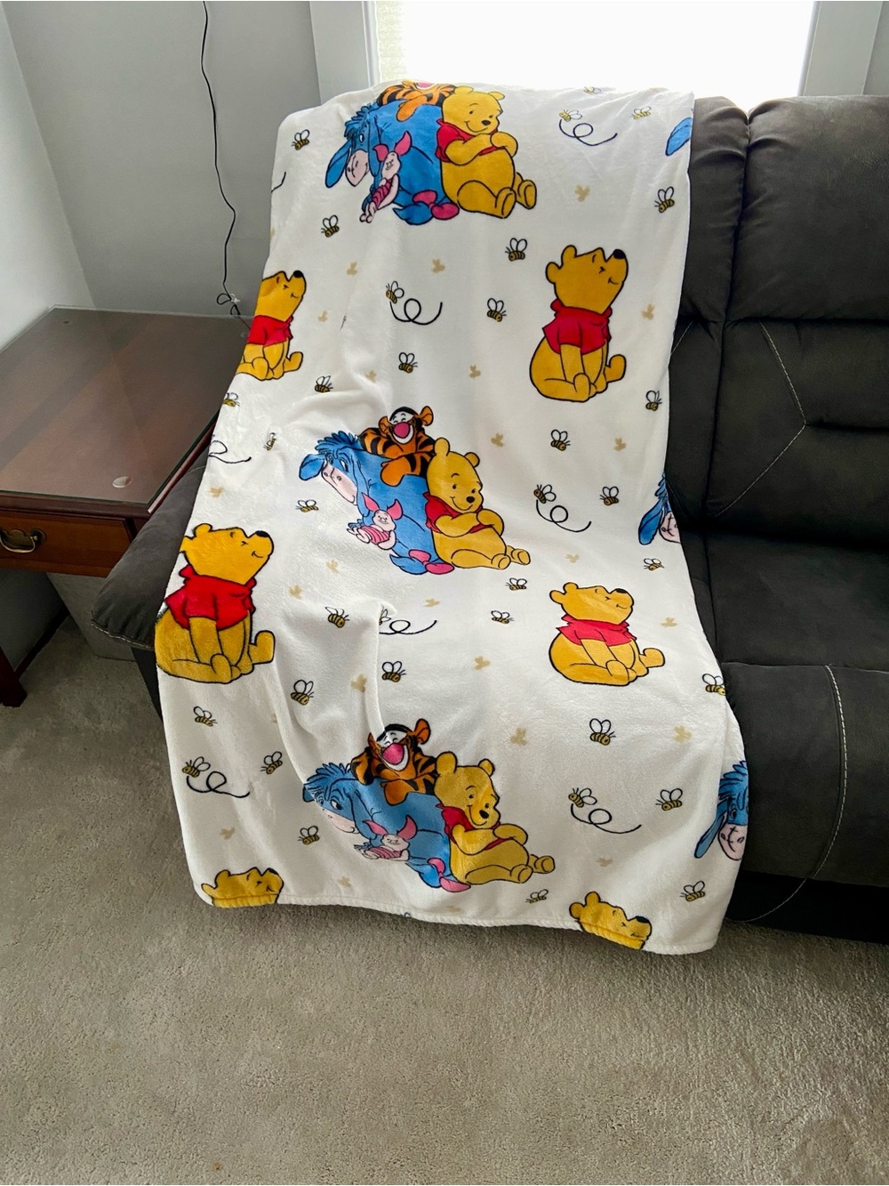 Disney Winnie the Pooh Fleece Throw Blanket White Pooh Tigger Eeyore Piglet